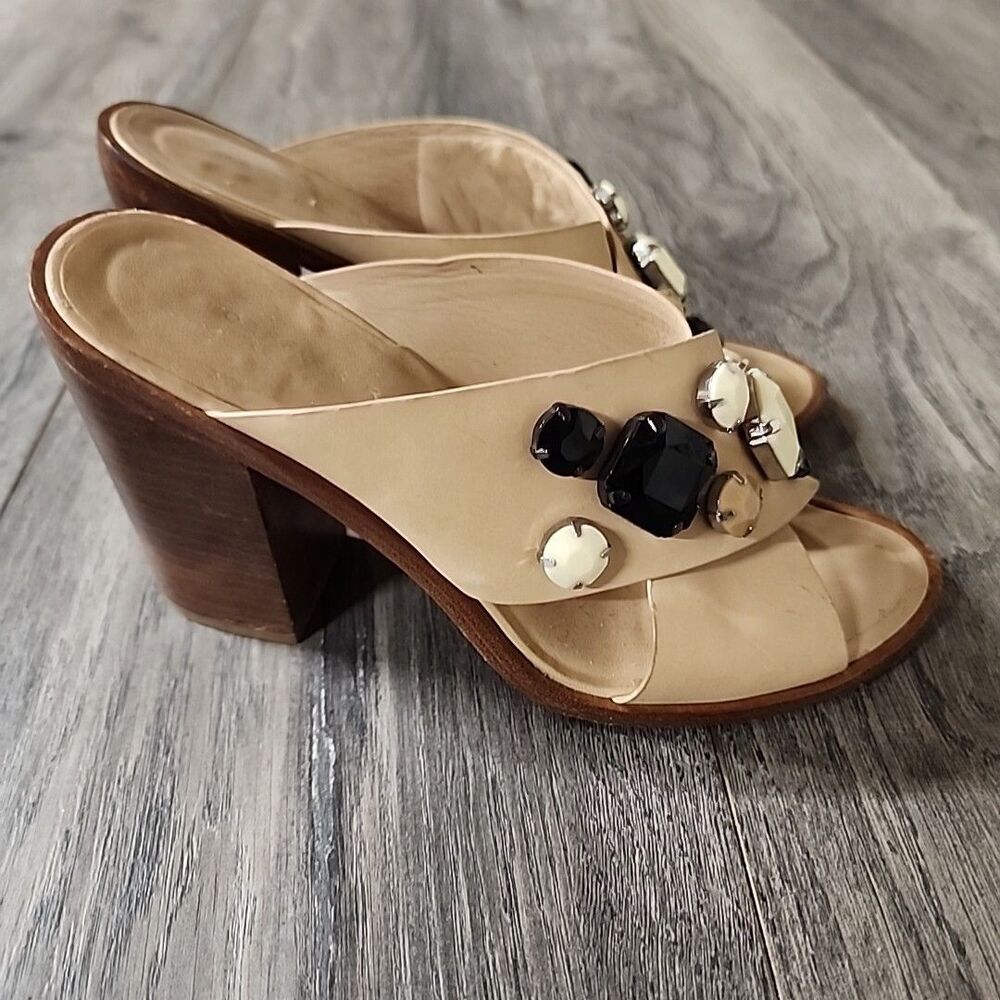 Loeffler Randall Women's Beige Slip-On Platform Open Toe Shoes Size 6B
